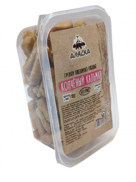 Гренки "Аляска" (Копченый кальмар) 150 г, шт